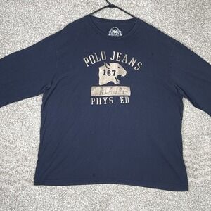Vintage Polo Jeans Shirt Mens XL Black Long Sleeve Phys Ed Ralph Lauren Crewneck